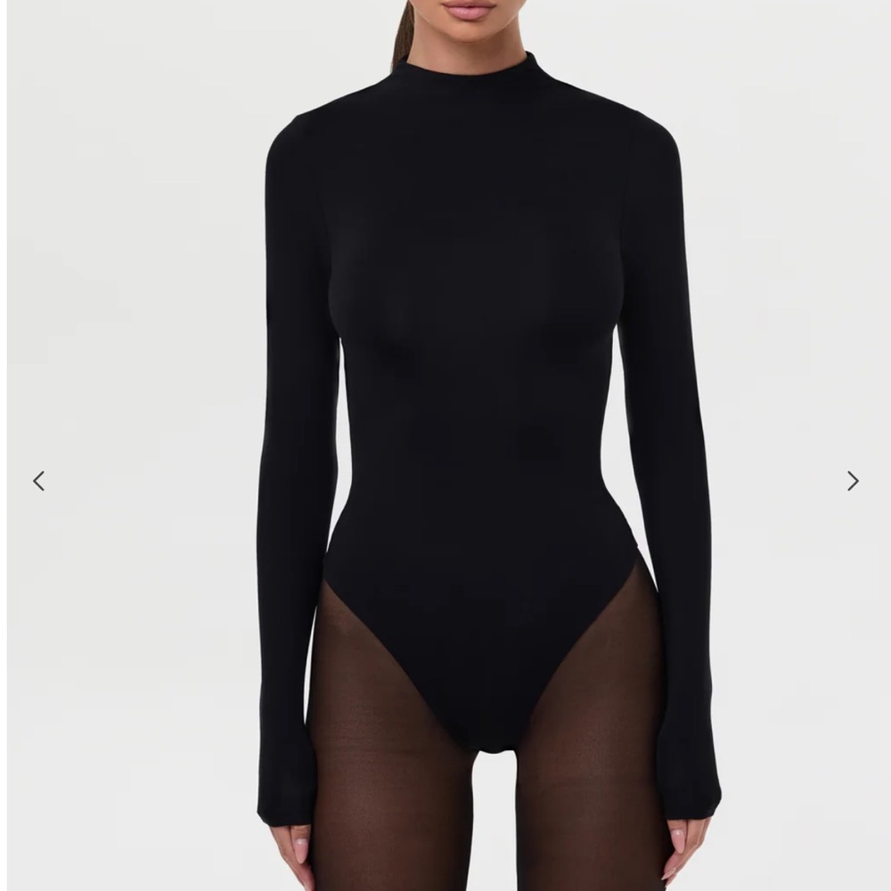 Naked Wardrobe Mock Neck thong Bodysuit size S Small NWT